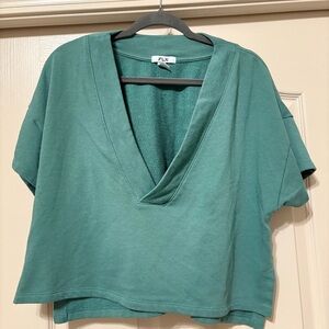 FLX Green V-Neck Short Sleeve Top